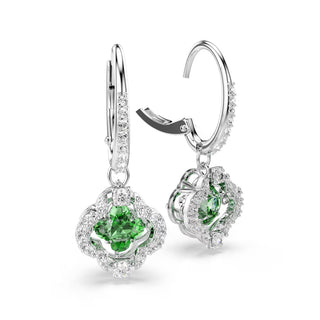 Swarovski Una Angelic drop earrings, Mixed cuts, Green, Rhodium plated 5758001