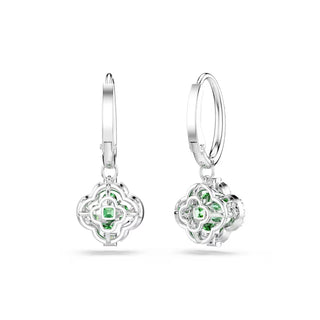 Swarovski Una Angelic drop earrings, Mixed cuts, Green, Rhodium plated 5758001