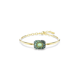 Swarovski Sublima bangle, Octagon cut, Green, 18K gold finish 5758457