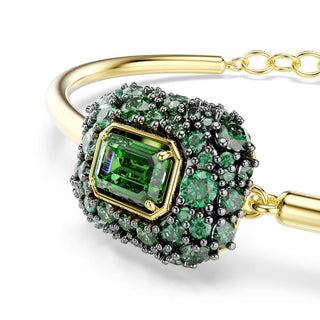 Swarovski Sublima bangle, Octagon cut, Green, 18K gold finish 5758457