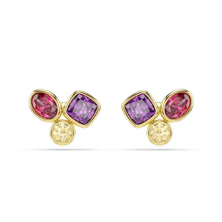Swarovski Imber stud earrings, Mixed cuts, Multicolored, 18K gold finish 5760019