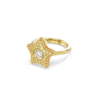 Swarovski Sublima ring, Round cut, Star, Multicolored, 18K gold finish 5767346