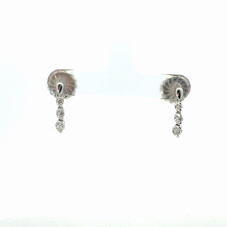 Sterling Silver Lab Grown Diamond 3-Diamond Half-Moon Drop Earrings