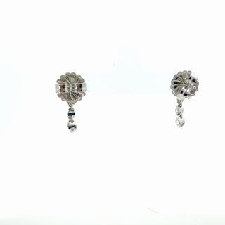 Sterling Silver Lab Grown Diamond 3-Diamond Half-Moon Drop Earrings