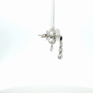 Sterling Silver Lab Grown Diamond 3-Diamond Half-Moon Drop Earrings