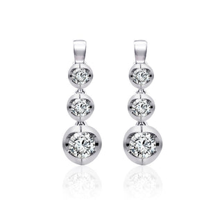 Lab Grown Diamond 3-Diamond Half-Moon Drop Earrings