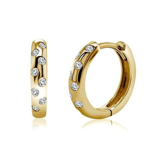 Lab Grown Bezel Diamond Huggie Hoop Earrings