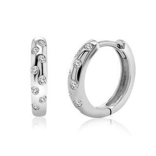 Lab Grown Bezel Diamond Huggie Hoop Earrings