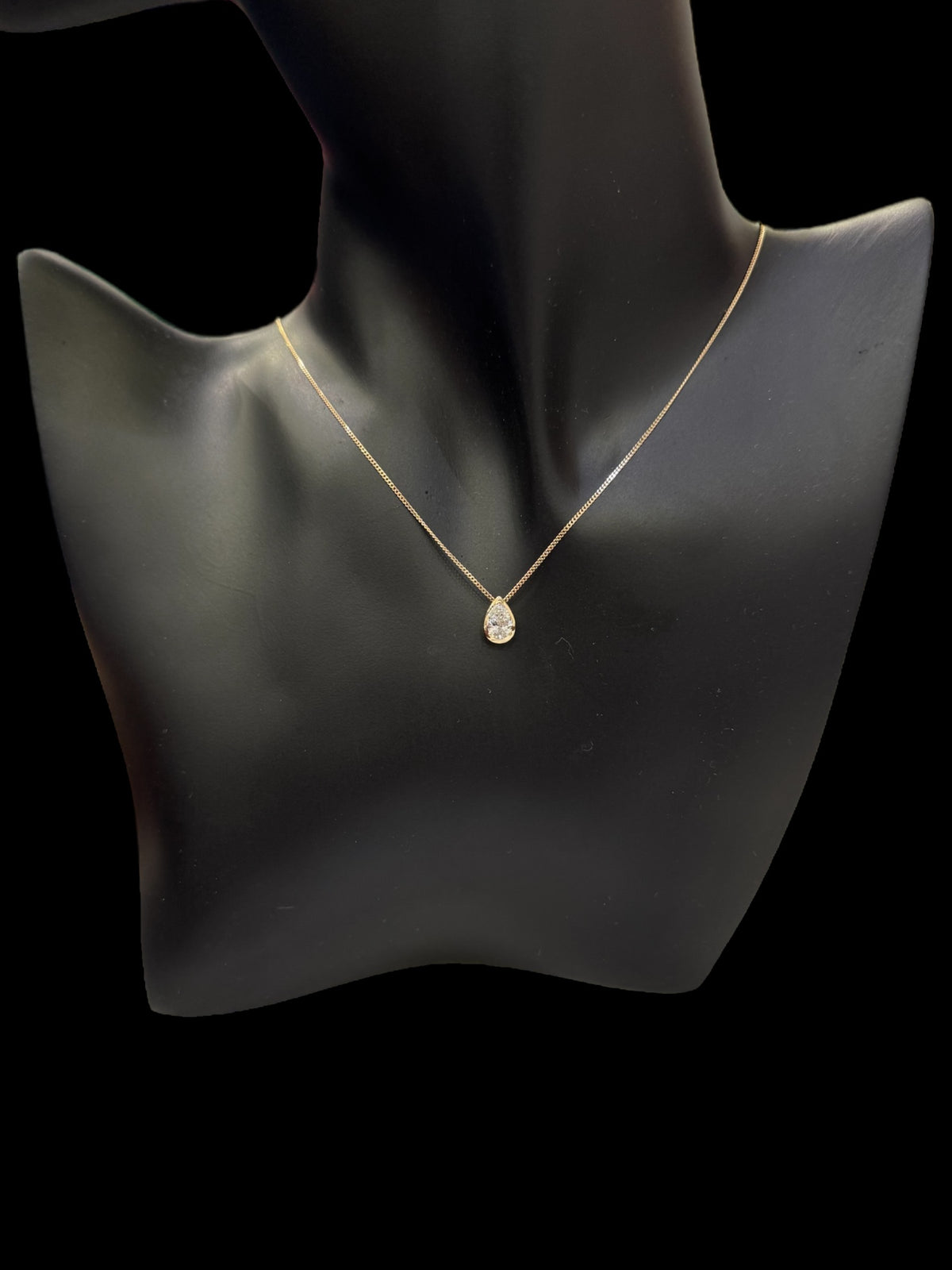 10K Yellow Gold 0.50cttw Pear Cut Lab Grown Diamond Necklace - 18 Inches