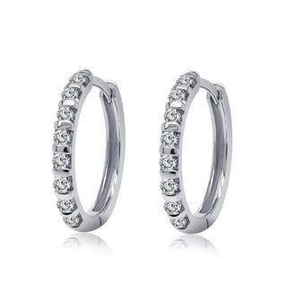 Rhodium Plated Lab Grown Diamond Hoop Earrings