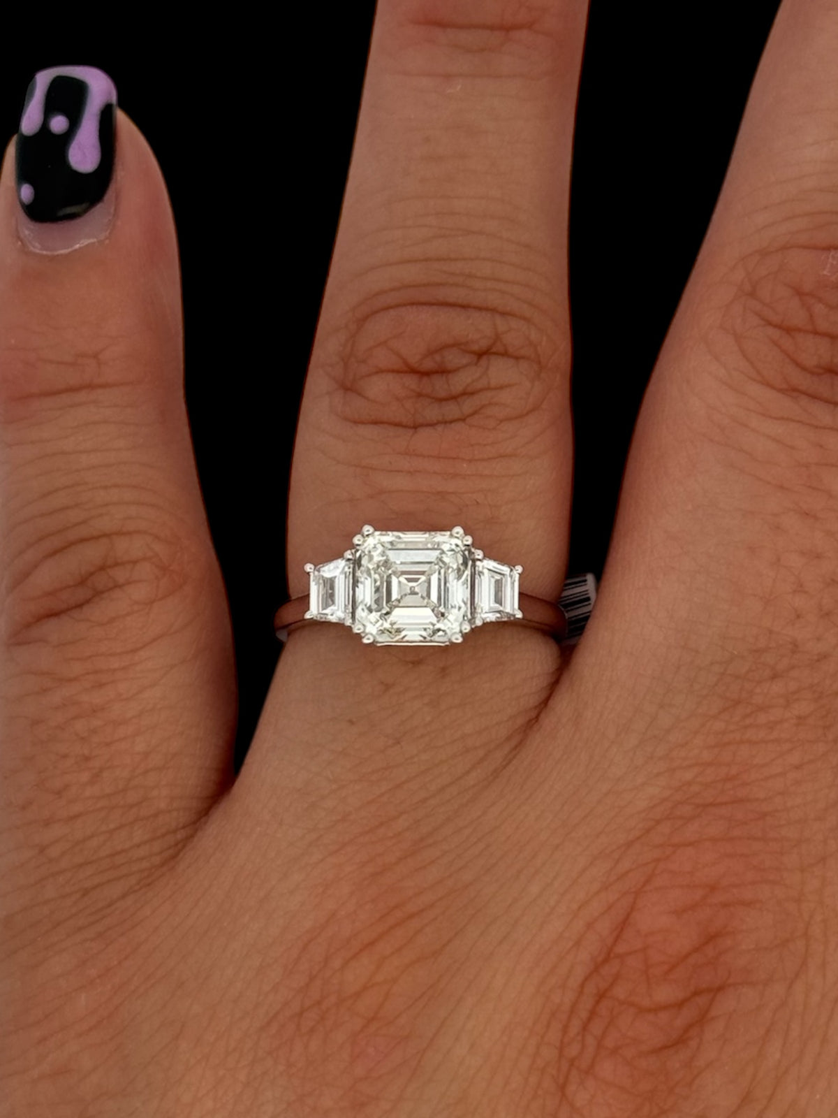 14K White Gold Lab Grown Asscher Cut Diamond Engagement Ring