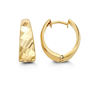 Pendientes de aro / Huggie / con bisagras de oro tricolor de 10 quilates