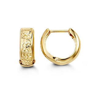 Pendientes de aro / Huggie / con bisagras de oro tricolor de 10 quilates