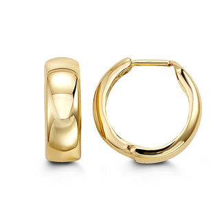 Pendientes de aro / Huggie / con bisagras de oro amarillo de 10 quilates