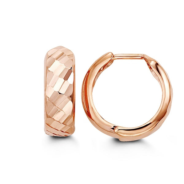 10K Rose Gold Diamond Cut Huggies/Earrings