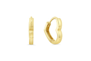 10K Yellow Gold Heart-Shaped Huggie Earrings