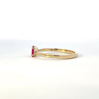 10K Yellow Gold Genuine Ruby & 0.03Cttw Diamond Ring