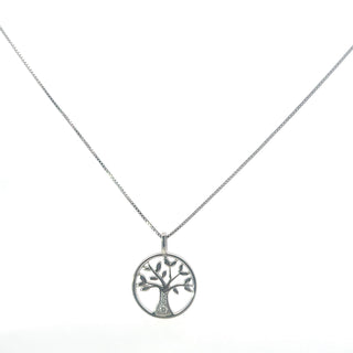 925 Sterling Silver Lab Grown Diamond Tree of Life pendant Necklace