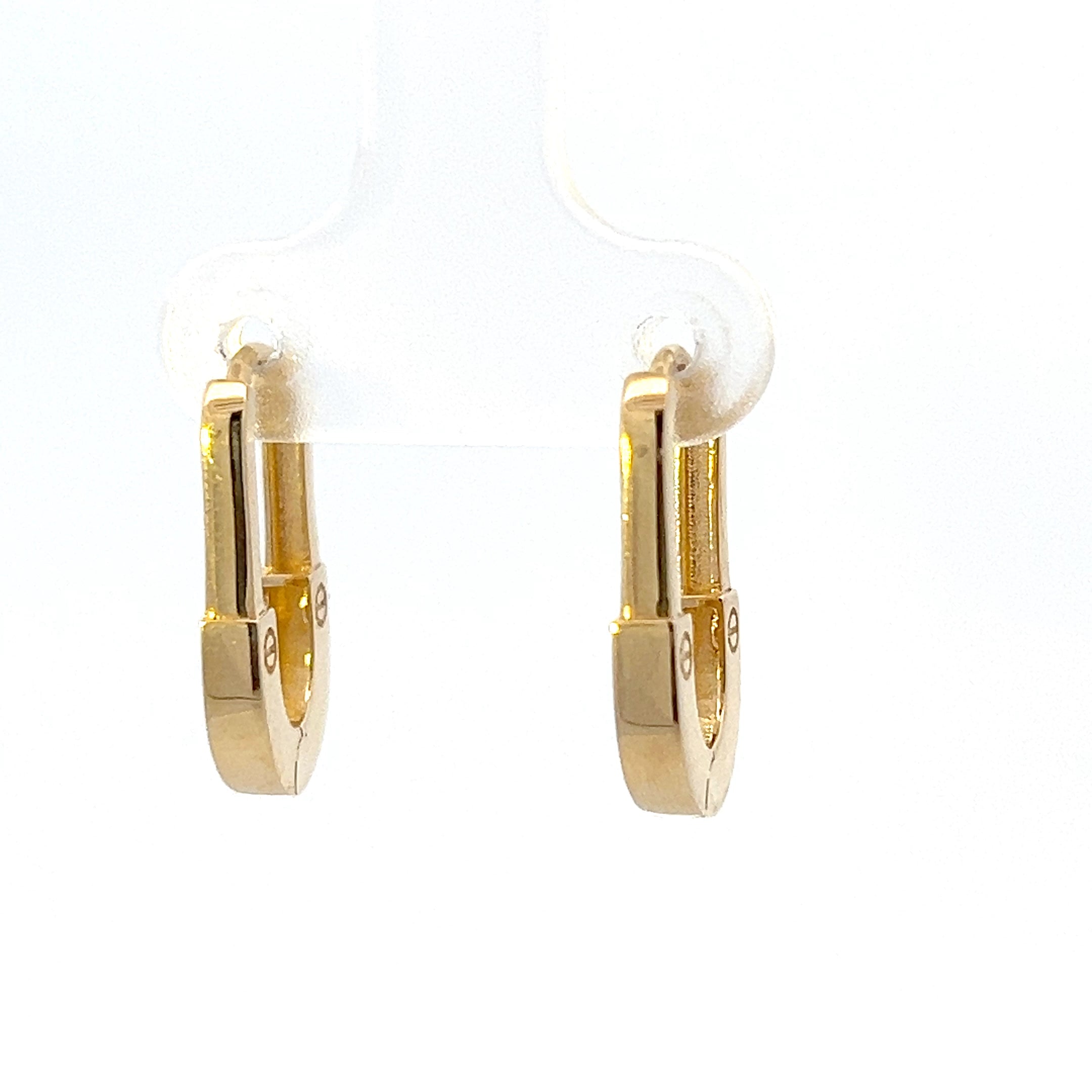 10K Yellow Gold Safety Pin Huggies - yellow gold
