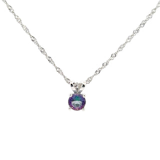 925 Silver Synthetic Mystic Topaz Necklace, 18"