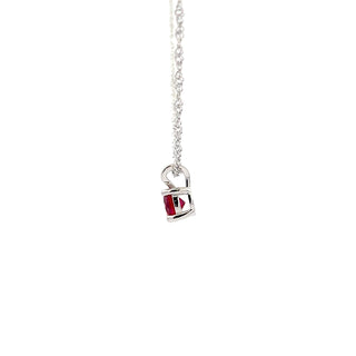 925 Silver Synthetic Ruby Necklace 18"