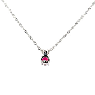 925 Silver Synthetic Ruby Necklace 18"