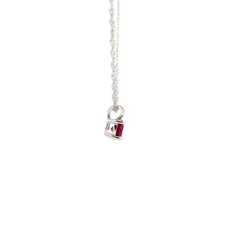 925 Silver Synthetic Ruby Necklace 18"