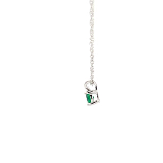 925 Silver Synthetic Emerald Necklace 18"