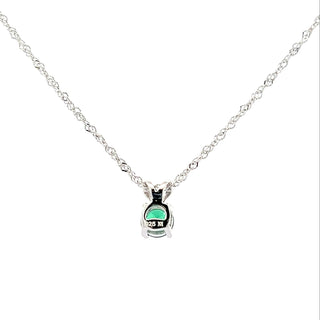 925 Silver Synthetic Emerald Necklace 18"
