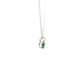 925 Silver Synthetic Emerald Necklace 18"
