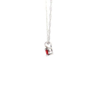 925 Silver Synthetic Garnet Necklace 18"