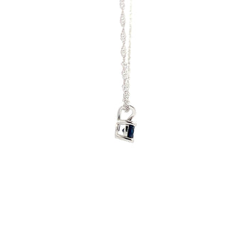 925 Silver Synthetic Sapphire Necklace 18"