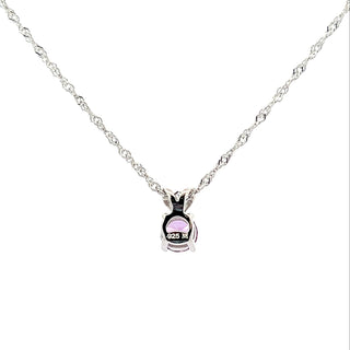 925 Silver Synthetic Pink Topaz Necklace 18"