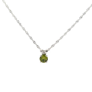 925 Silver Synthetic Peridot Necklace 18"