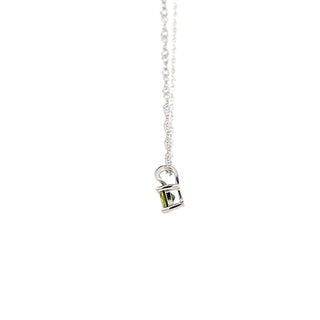 925 Silver Synthetic Peridot Necklace 18"