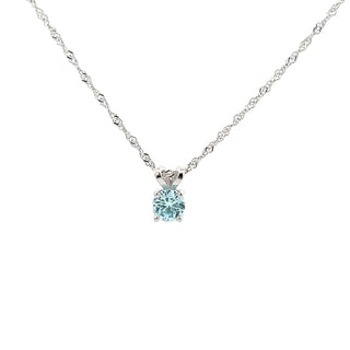 925 Silver Synthetic Aquamarine Necklace 18"