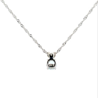 925 Silver Synthetic Aquamarine Necklace 18"