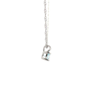 925 Silver Synthetic Aquamarine Necklace 18"