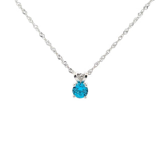 925 Silver Synthetic Blue Topaz Necklace 18"