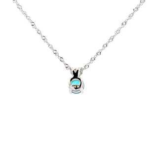 925 Silver Synthetic Blue Topaz Necklace 18"
