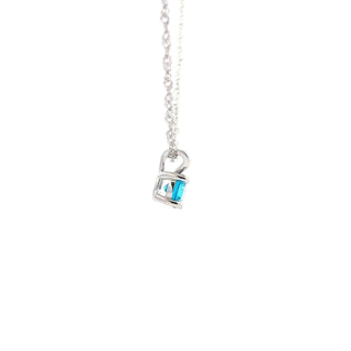 925 Silver Synthetic Blue Topaz Necklace 18"