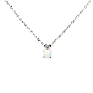 925 Silver Synthetic Opal Necklace 18"