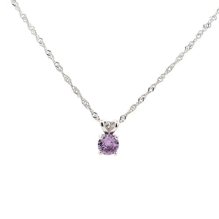 925 Silver Synthetic Amethyst Necklace 18"
