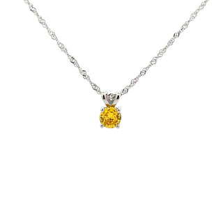 925 Silver Synthetic Citrine Necklace 18"