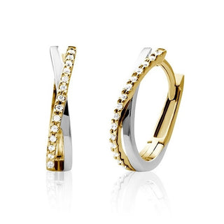 Lab Grown Diamond Crossover Hoop Earrings.