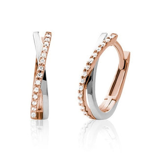 Lab Grown Diamond Crossover Hoop Earrings.