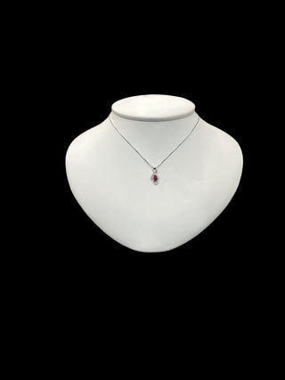 10K White Gold Diamond and Ruby Pendant, 18"