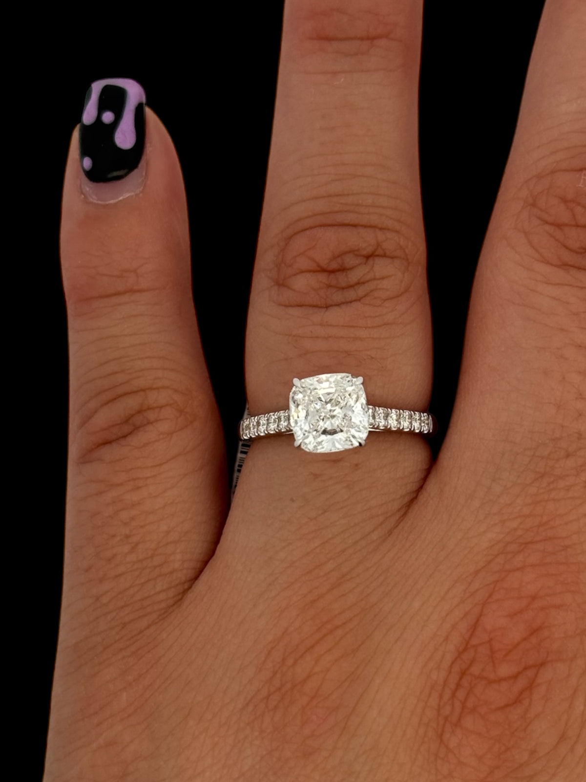 14K Gold Lab Grown Cushion Cut Diamond Engagement Ring