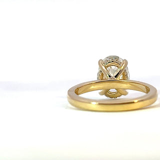 14K Yellow Gold 3.09Cttw Lab Grown Oval Cut Diamond Engagement Ring With Hidden Halo