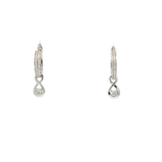 Plated Lab Grown Diamond Dangle Infinity Hoop Huggie Earrings